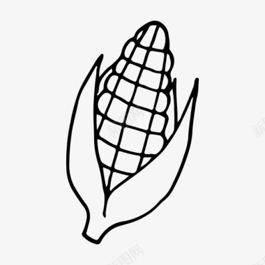 玉米秋天涂鸦图标图标