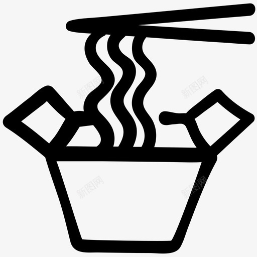 方便面筷子杯面图标svg_新图网 https://ixintu.com 外卖 方便面 杯面 筷子 食品 食品轮廓涂鸦