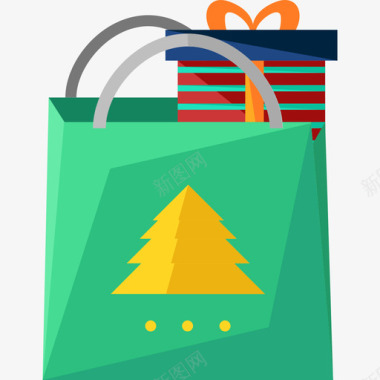 购物袋圣诞6扁平图标图标
