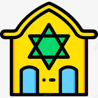 犹太教堂宗教8黄色图标图标