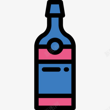 香槟生日派对系列线性颜色图标图标