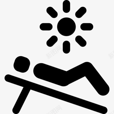 日光浴床健康和spa3填充图标图标