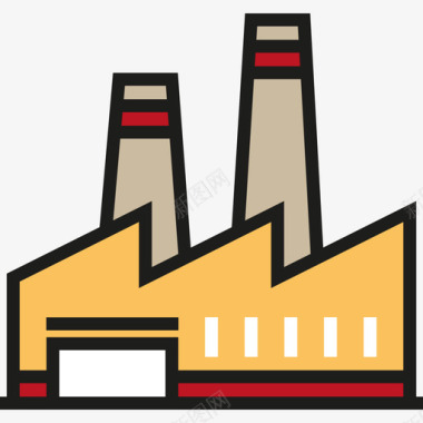 工厂城市2线性颜色图标图标