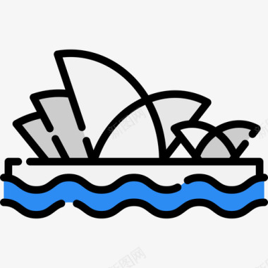 悉尼歌剧院澳大利亚4线性颜色图标图标