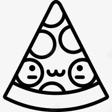 披萨可爱的食物直系图标图标