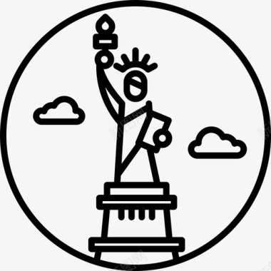 自由女神像纪念碑9直线图标图标