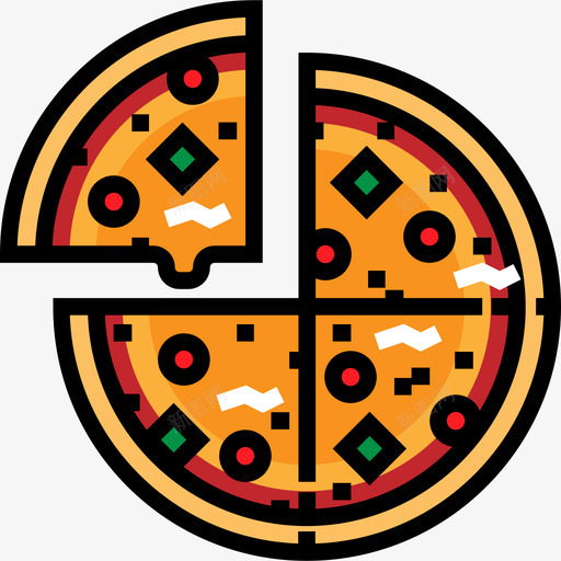 披萨食品和餐厅3线性颜色图标svg_新图网 https://ixintu.com 披萨 线性颜色 食品和餐厅3