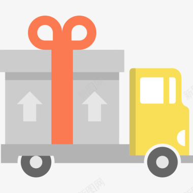 送货卡车电子商务和购物元素扁平图标图标