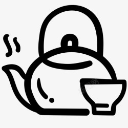 茶涂鸦火锅饮料水壶图标高清图片