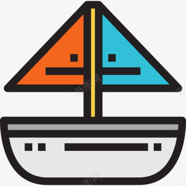 帆船夏季2线性颜色图标图标