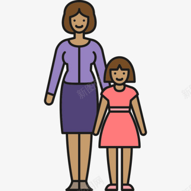 单身母亲人线性颜色家庭图标图标