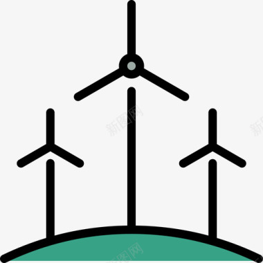 风车生态14线性颜色图标图标