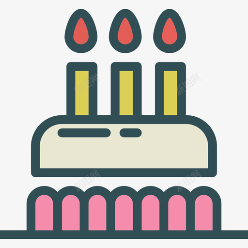 生日蛋糕厨房4线性颜色图标svg_新图网 https://ixintu.com 厨房4 生日蛋糕 线性颜色