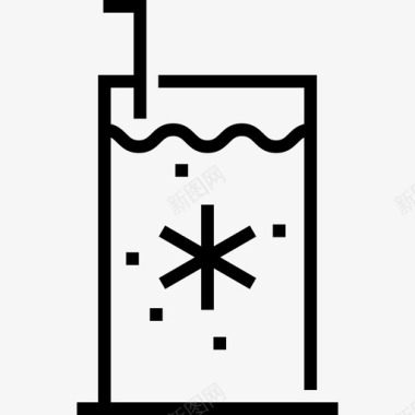 冰咖啡咖啡店元素线性图标图标