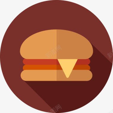 汉堡圆形食物扁平图标图标