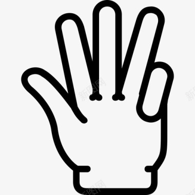 手指手势5线性图标图标