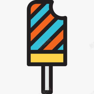 冰淇淋夏季2线性颜色图标图标