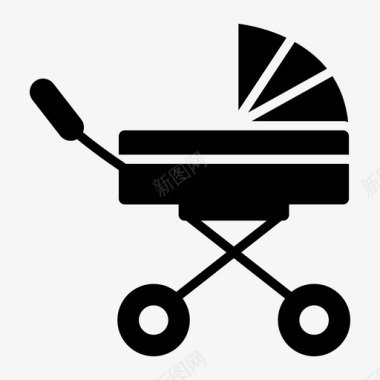 婴儿车运输运输字形图标图标