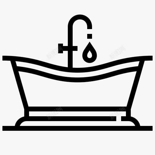 浴缸浴室清洁图标svg_新图网 https://ixintu.com 健康检查线 水 浴室 浴缸 清洁