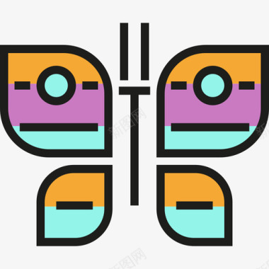 蝴蝶动物2线性颜色图标图标