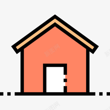 房屋建筑构造4线条色彩图标图标