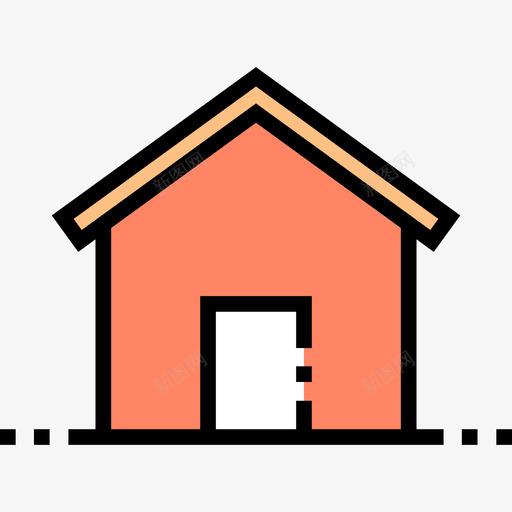 房屋建筑构造4线条色彩图标svg_新图网 https://ixintu.com 建筑构造4 房屋 线条色彩