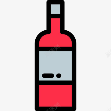 葡萄酒野餐和烧烤颜色线性颜色图标图标