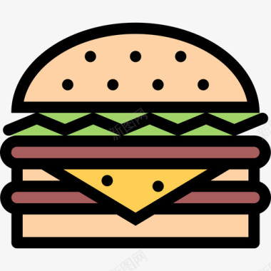 汉堡食品和饮料14彩色图标图标