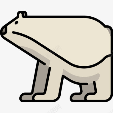 北极熊动物20线形颜色图标图标