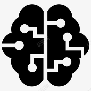 人工智能脑机人脑图标图标