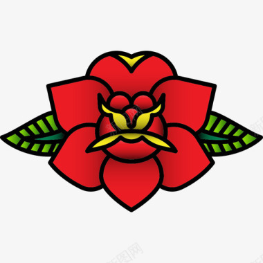 玫瑰自然纹身图标图标