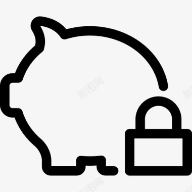 存钱罐电子商务套装直线型图标图标