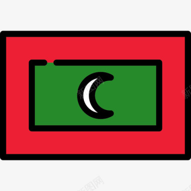 马尔代夫旗帜系列矩形图标图标