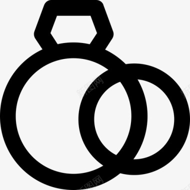 结婚戒指庆典和派对系列粗体圆形图标图标