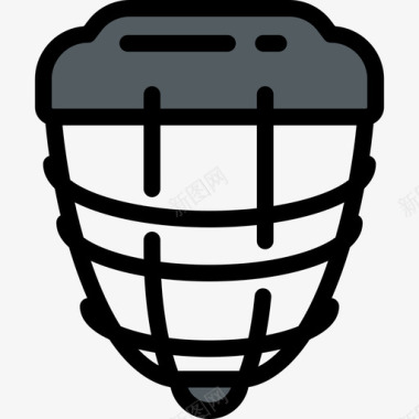 曲棍球头盔运动图标2线性颜色图标