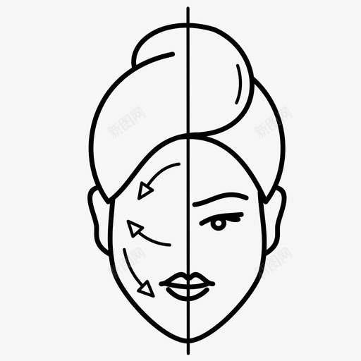 面部按摩年轻化效果图标svg_新图网 https://ixintu.com 年轻化 效果 美容 面部按摩