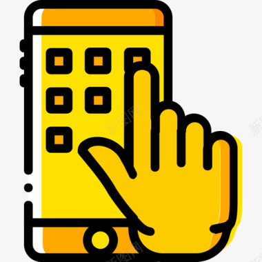 智能手机手势7黄色图标图标