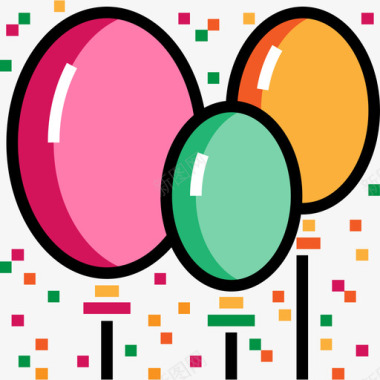 气球假日10线性颜色图标图标