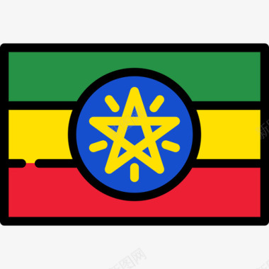 埃塞俄比亚旗帜收藏长方形图标图标