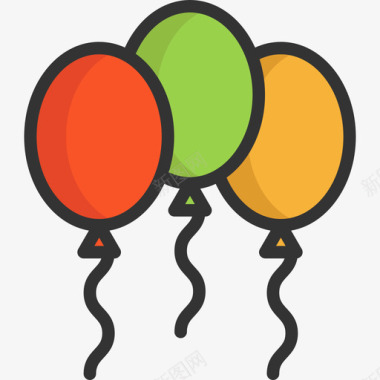气球马戏团4线性颜色图标图标