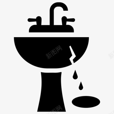 脸盆漏水浴室水槽水管符号图标图标