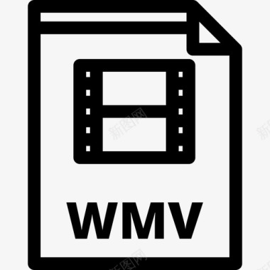 Wmv文件类型3线性图标图标