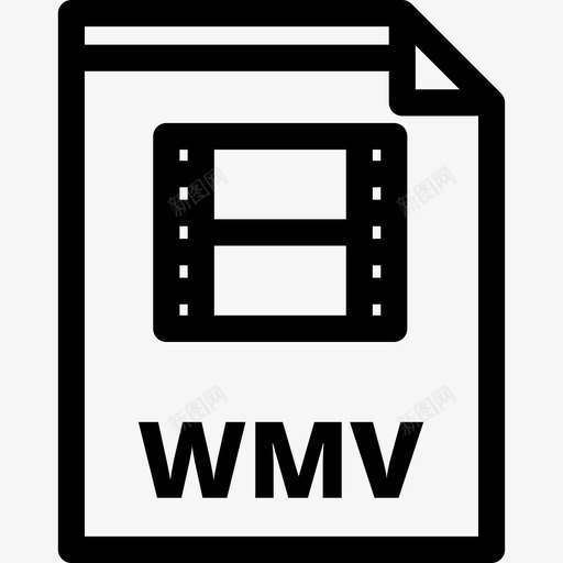 Wmv文件类型3线性图标svg_新图网 https://ixintu.com Wmv 文件类型3 线性