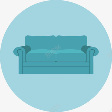 沙发家用电器圆形公寓图标图标
