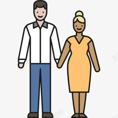夫妇人线性颜色家庭图标图标