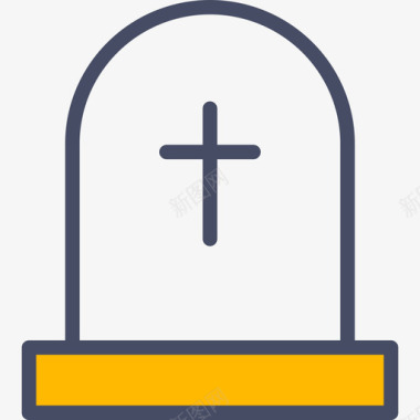 墓碑复活节4线形颜色图标图标