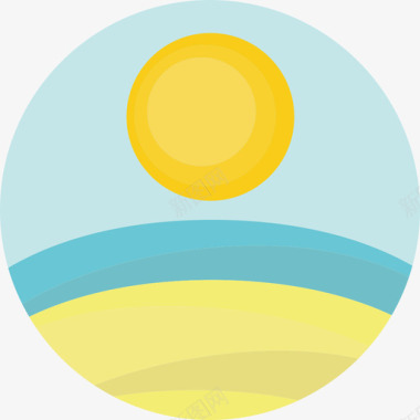 太阳旅行和交通圆平面图标图标