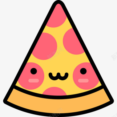 披萨可爱的食物3线性颜色图标图标