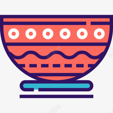碗厨房6线性颜色图标图标