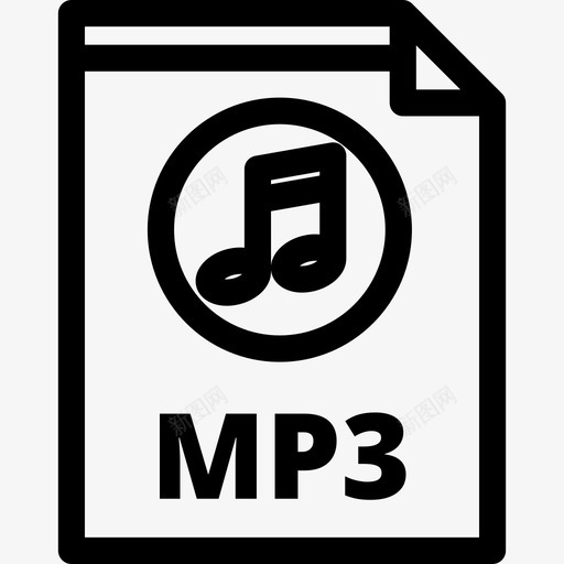 Mp3文件类型3线性图标svg_新图网 https://ixintu.com Mp3 文件类型3 线性